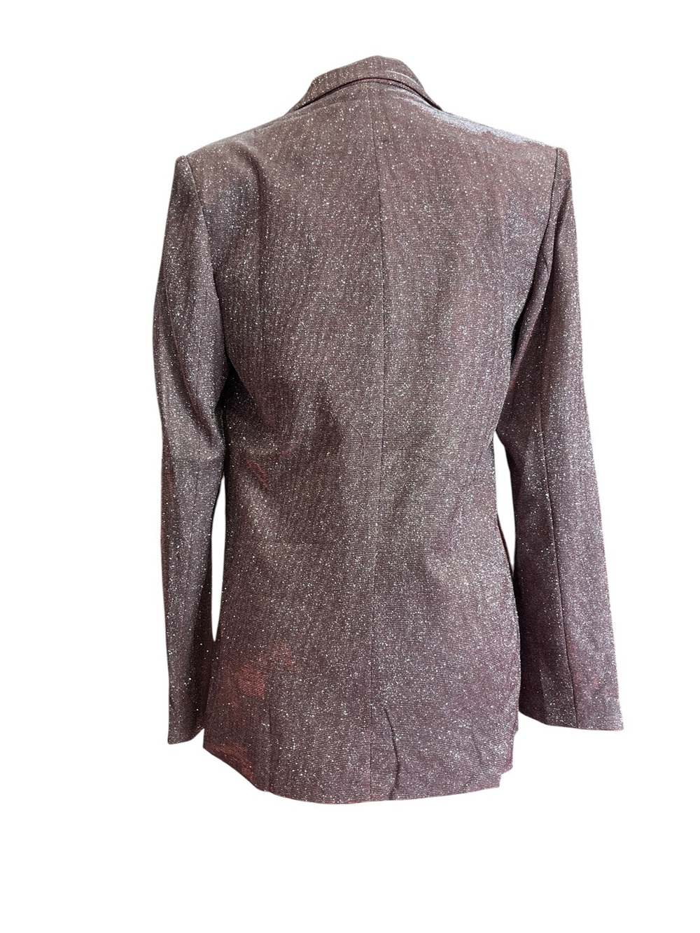 Cider Purple Glitter Metallic Double Breasted Blazer Party Jacket XS Oversized - Picture 7 of 12